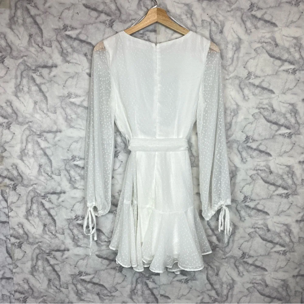 Saints + Secrets Wrap Dress with Sheer Sleeves - Picture 3 of 12